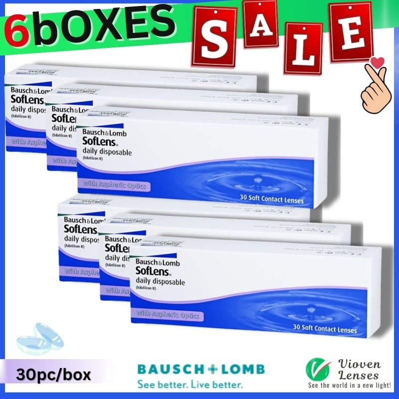 6盒博士倫1-DAY高清保濕CON,Soflens Daily Disposable-30片/盒|共180片