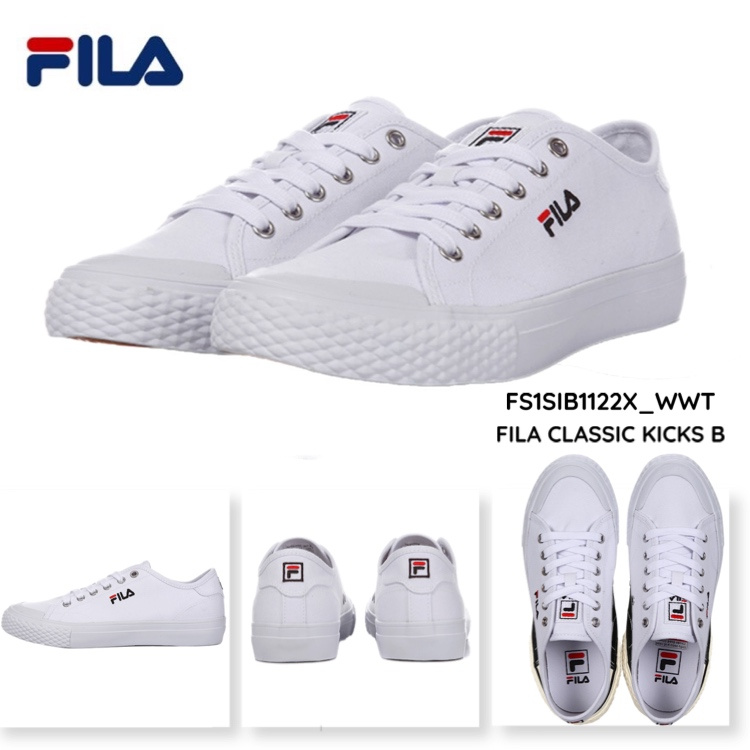 韓國直運FILA Classic Kicks B Sneakers｜ 刺繡款Logo 經典款人氣帆布鞋｜白色- PPC Online Shop