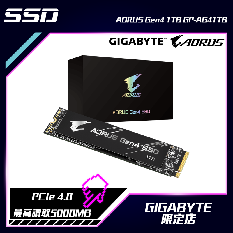 Price網購- GIGABYTE AORUS Gen4 SSD PCIe 4.0 NVMe固態硬碟(1TB/2TB)