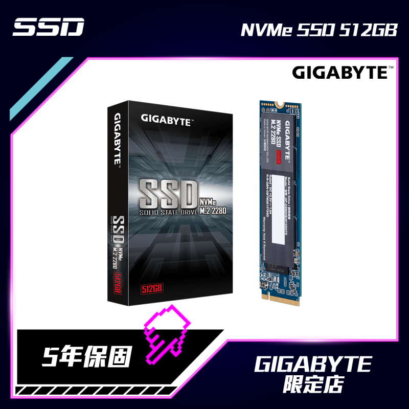 GIGABYTE NVMe SSD 固態硬碟512GB [GP-GSM2NE3512GNTD] - GIGABYTE 限定店