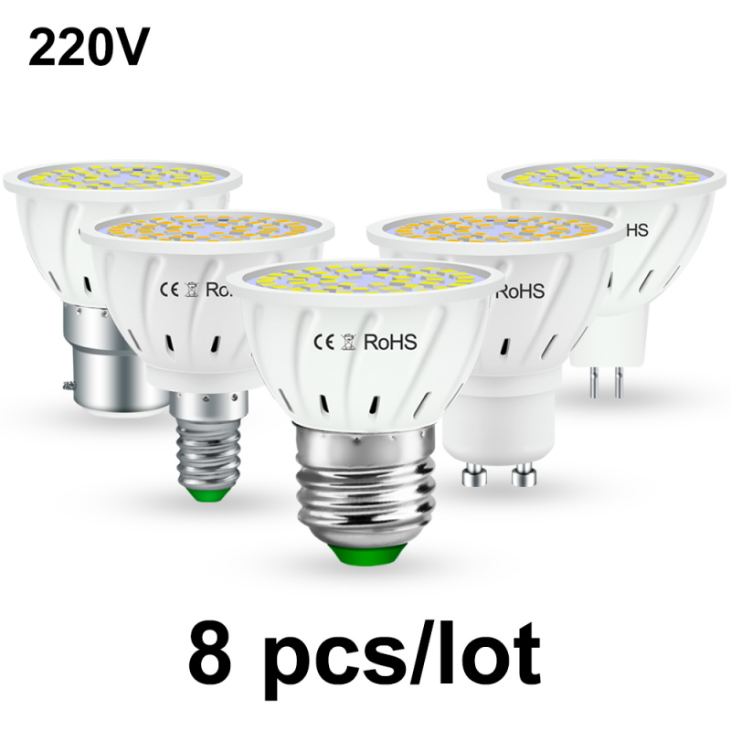 8PCS GU10 LED MR16 Spot Light Bulb E14 5W 7W 9W E27 LED Light Lamp B22  Ampoule LED Spotlight 220V GU5.3 Bombillas LED gu 10 2835 - HAPPY521