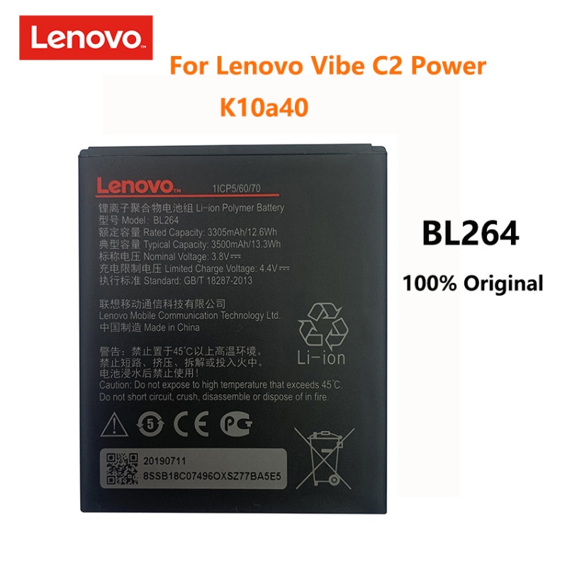手機電池100% 原裝3500mAh BL264 電池適用於Lenovo Vibe C2 Power K10a40 K10 a40 S120  161203 手機電池Bateria - 藍色起源數碼商城