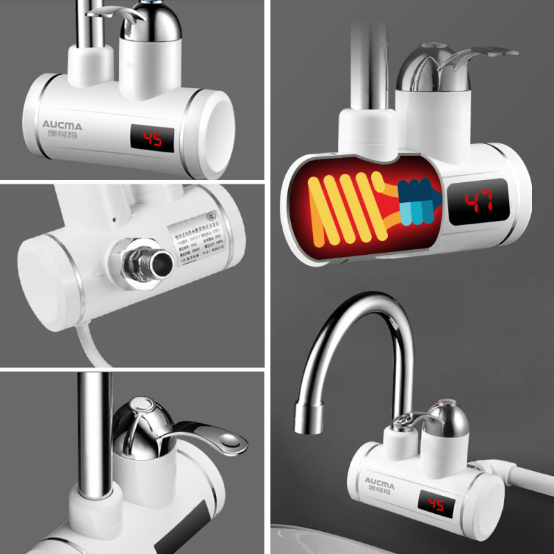 電熱水器ZX30 Instant Electric Water Heater Faucet with Temperature Display Fast  Heating Electric Tap Instantaneous Boiler 220V - 恆通商行