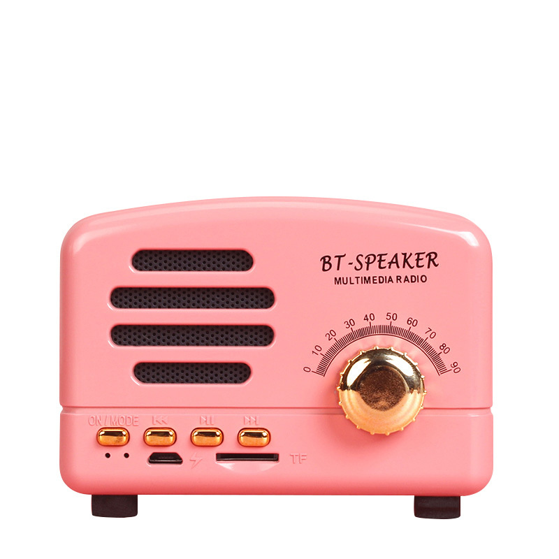 New Indoor And Outdoor Mini Portable Retro Bluetooth Wireless Speaker Bass  Column Support Radio Card Mobile Phone Small Au - HAPPY521