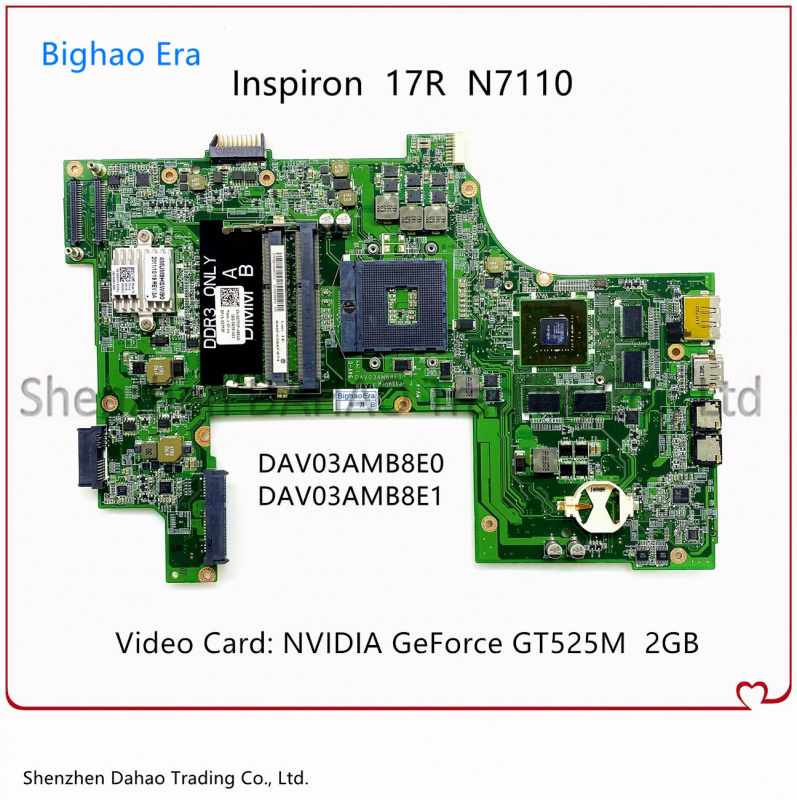 DAV03AMB8E0 DAV03AMB8E1 適用於DELL Inspiron 17R N7110 筆記本電腦主板帶HM67 GT525M 2GB  GPU CN-09NWTG 037F3F 100% 完整測試- 幻維電腦匯