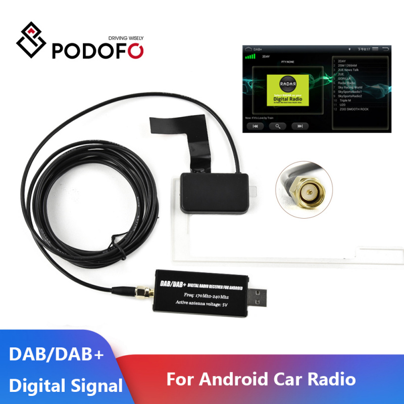 Podofo DAB + Antenna with USB Adapter Receiver Android Car Stereo Player  Car GPS Receiver DAB+ Signal Receiver For Universal - 燈神世界數碼