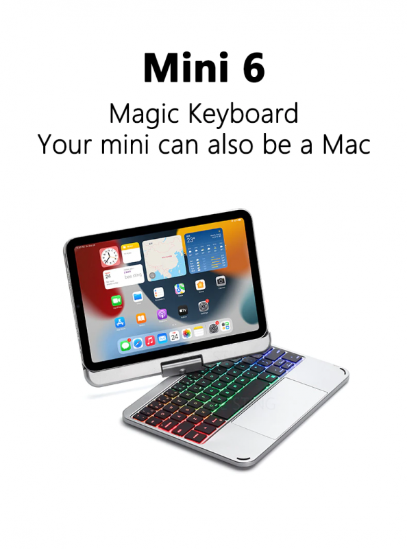 DOQO 可旋轉式智慧型摺套連鍵盤配備觸控板 (適用於iPad mini 6)