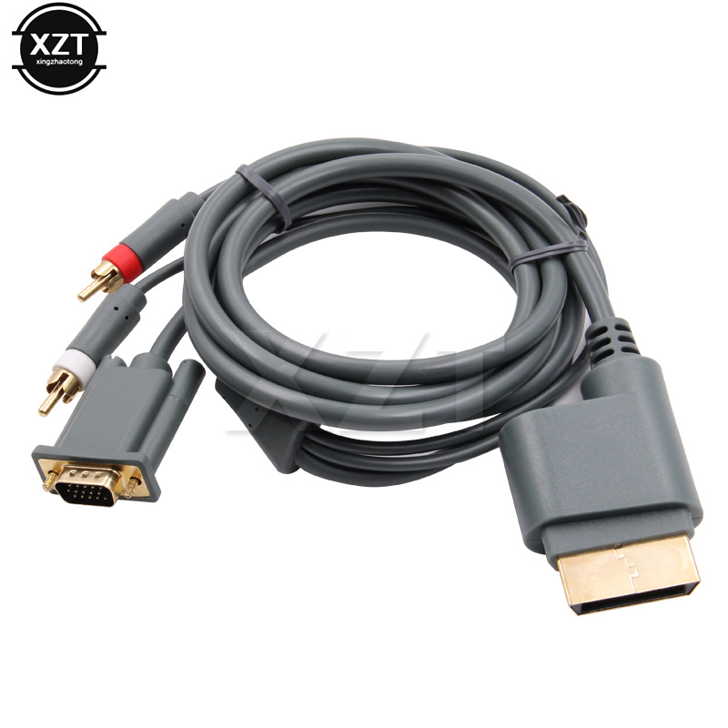 高品質高清VGA + 2 RCA 電纜超薄視頻音頻AV PC 顯示器VGA 電纜線連接器，適用於Microsoft，適用於Xbox 360 -  HAPPY521