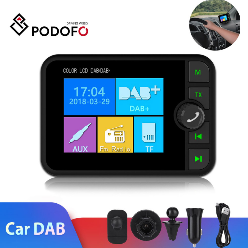 Podofo Mini DAB Radio Receiver Bluetooth FM Music AUX Interface Car  Multimedia player radio Transmitter DAB Tuner Support TF - 博實電器