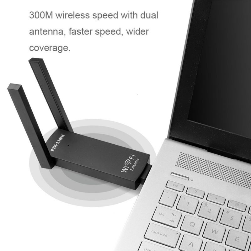 USB wireless network repeater Portable 300Mbps WiFi Range Signal Extender  Wireless Router Repeater Amplifier Dual Antennas - LUCAS 商品總匯