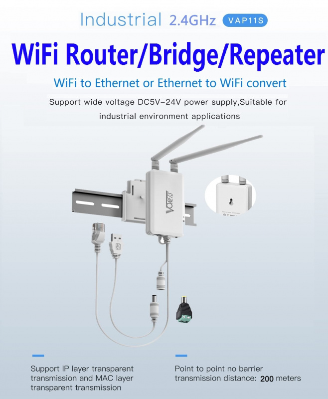 VONETS 2.4GHz WiFi Bridge Mini Router Wireless Repeater Hotspot Signal  Extender Cover for DVR IoT PS3 PLC Network Devices VAP11S - 燈神世界數碼