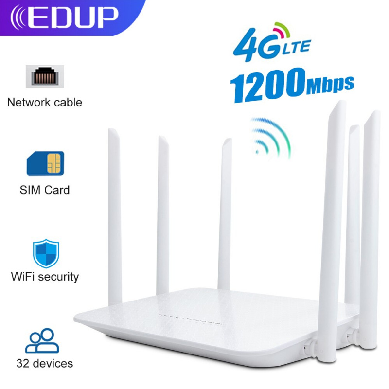 EDUP 4G WiFi Router 1200Mbps LTE Wireless Gigabit Router Dual Band SIM Card  4G Hotspot Internet Access 6 High Gain Antennas Home - 燈神世界數碼