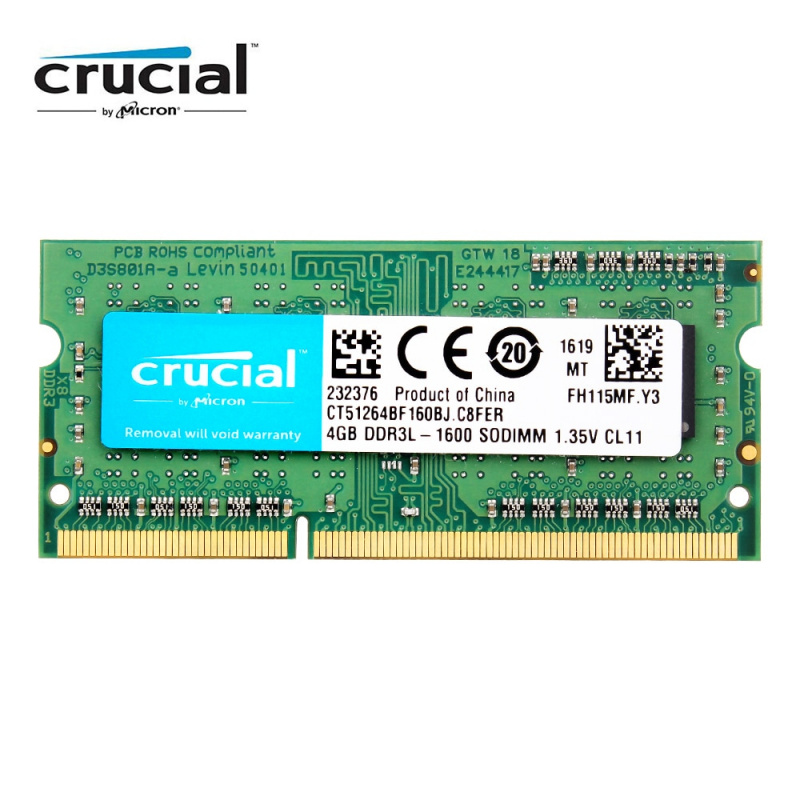 Crucial RAM SO DIMM DDR3 DDR3L 8GB 4GB 1333MHZ 1066MHz 1600 SODIMM 8 GB  12800S 1.35V for laptop notebook memory - 江海電腦
