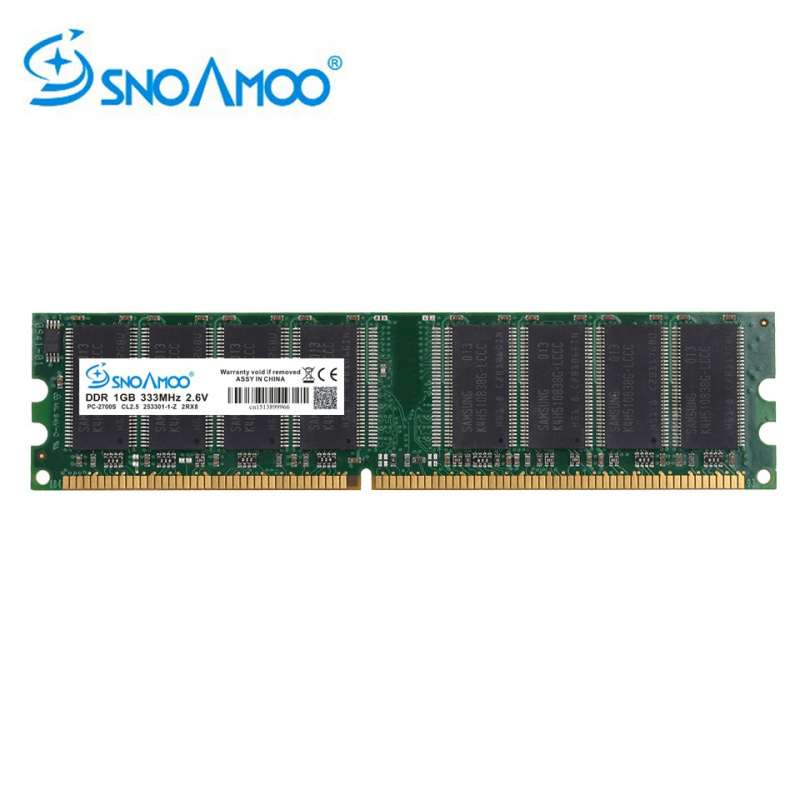 SNOAMOO DDR1 DDR 1GB PC2700 3200 DDR 333MHz 400MHz 184Pin 台式電腦內存CL2.5 DIMM  RAM 1G 終身保修- 誠品匯電器