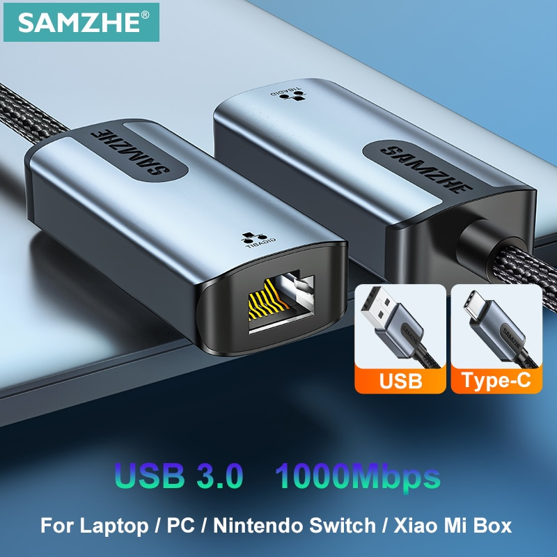SAMZHE USB Ethernet Adapter USB HUB 3.0 1000Mbps RJ45 Lan Network Card USB  to Ethernet Adapter for Laptop Xiaomi Mi Box Switch - LUCAS 商品總匯