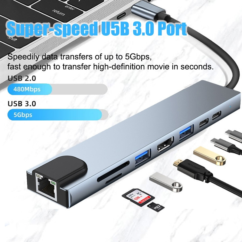 11 in 1 USB Hub Type C Adapter to 4K HDMI 3.0 Network Card Usb  Multi-interface Converter 11 Port Dock Station PC Lap - LUCAS 商品總匯