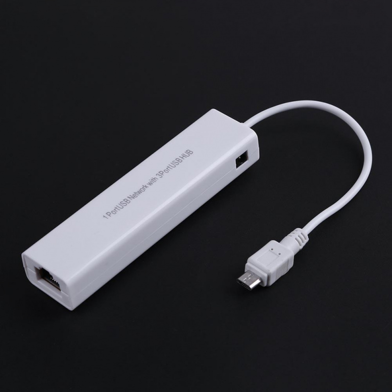 Micro USB to Network LAN Adapter Ethernet RJ45 with 3 Ports 10 100Mbps HUB  Adapter for Android Tablet - LUCAS 商品總匯