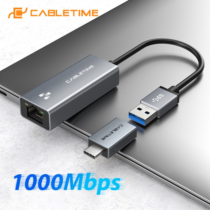 CABLETIME USB Ethernet Adapter 1000Mbps USB 3.0 2.0 LAN RJ45 Adapter for  Laptop Nintendo Switch Macbook Air - LUCAS 商品總匯