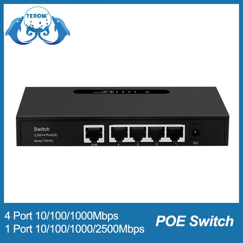 POE Switch Gigabit TEROW Link TE083 2.5G Gigabit 4-Port 1000M Fast Ethernet  Transmission For Video Camera Wireless Wifi Router - LUCAS 商品總匯