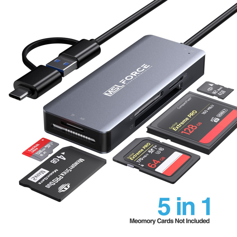 Msl USB TYPE-C 3.0 Card Reader SD TF CF MS M.2 Compact Flash Card High  Speed HUB for Laptop Tablet PC MacBook Camera Accessories - 健康營