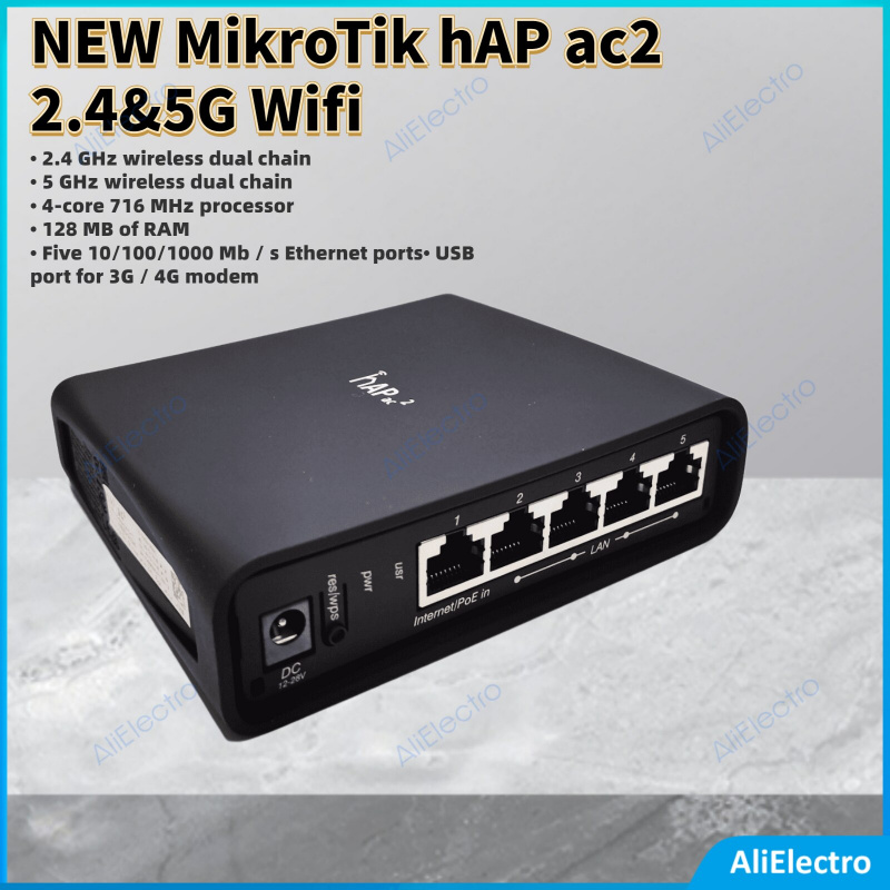 NEW MikroTik hAP ac2 2.4&5G Wifi with Five Gigabit Ethernet ports  RBD52G-5HacD2HnD-TC Dual-concurrent Access Point free shipping - LUCAS 商品總匯
