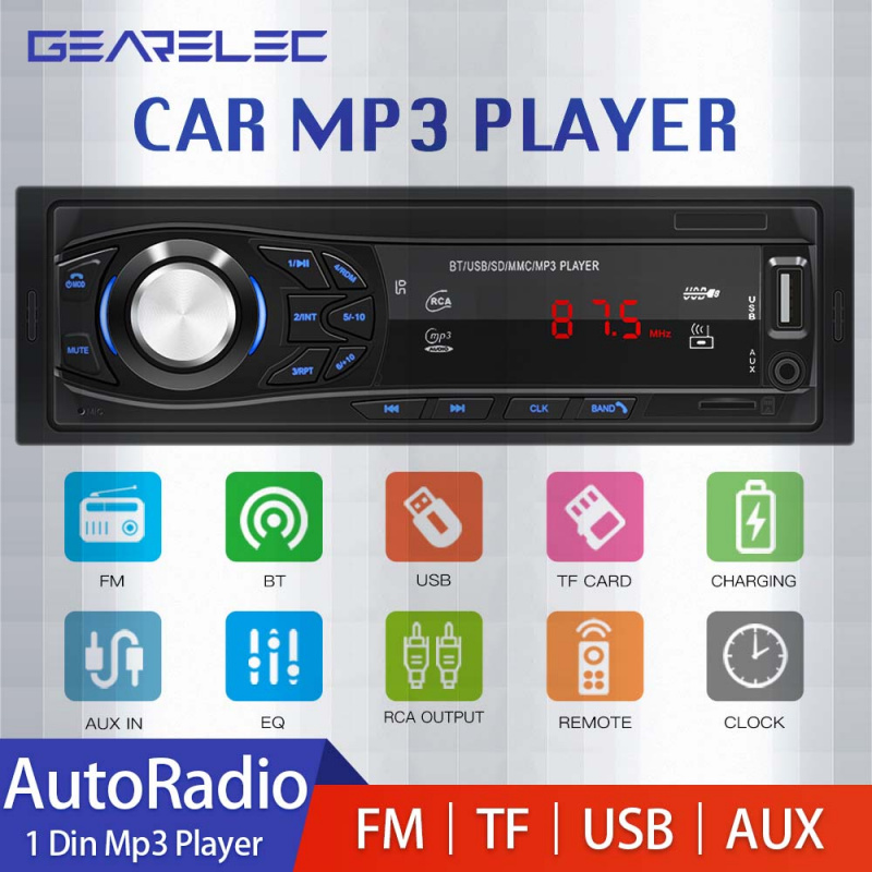 Gearelec Car radio 1 Din Bluetooth Radio Car MP3 Player FM USB Auto Stereo  Audio Stereo Digital Audio FM Music Stereo Autoradio - 黑石矩陣數碼科技
