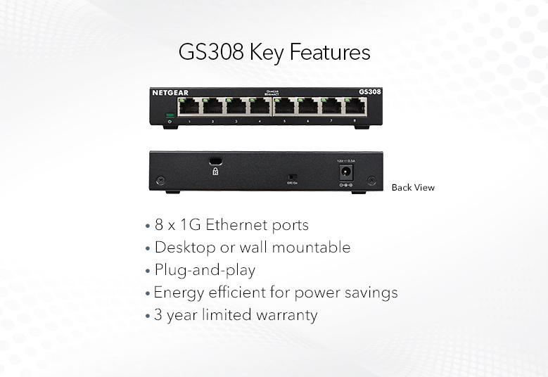 Netgear GS308 - 8 端口千兆以太網交換機