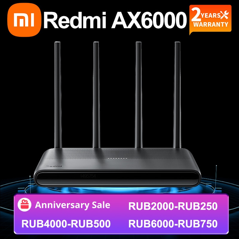 Xiaomi Redmi AX6000 Router WiFi6 Mesh Quad-Core High-Performance CPU 2.4G  5G Routing External Signal Amplifiers Work Mi Home - HAPPY521