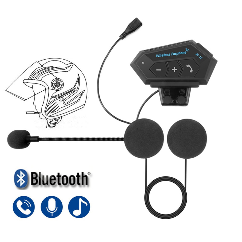 BT12 Motorcycle Helmet Headset Wireless Bluetooth Handsfree Headset Stereo  Music Speaker Waterproof Support Automatic motocross - 日豐科技數碼