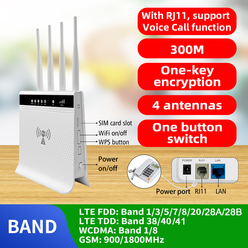 LT280 SIM Unlocked RJ11 Voice Function 300Mbps 3G 4G Wifi Routers Lte Router  With LAN Port Support SIM Card Wireless 4G Router - 幻維電腦匯
