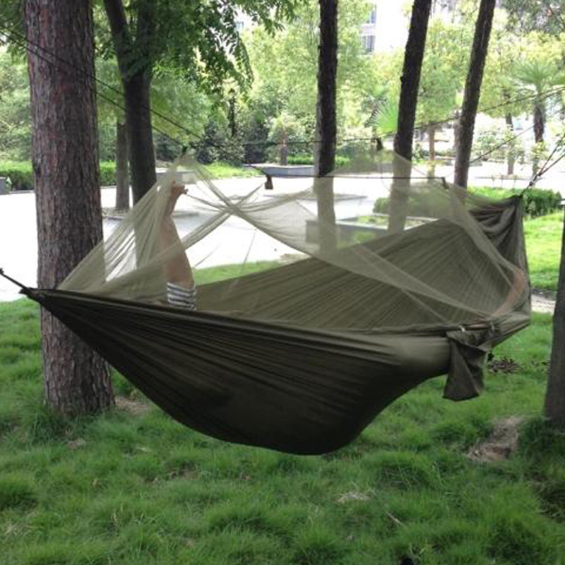 戶外吊床1-2 Person Portable Outdoor Camping Hammock with Mosquito Net High  Strength Parachute Fabric Hanging Bed Hunting Sleeping Swing - 恆豐戶外商貿