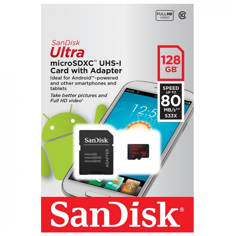 SanDisk Ultra C10 microSDXC UHS-I Card with Adapter 128GB [R:80]  價錢、規格及用家意見- 香港格價網Price.com.hk