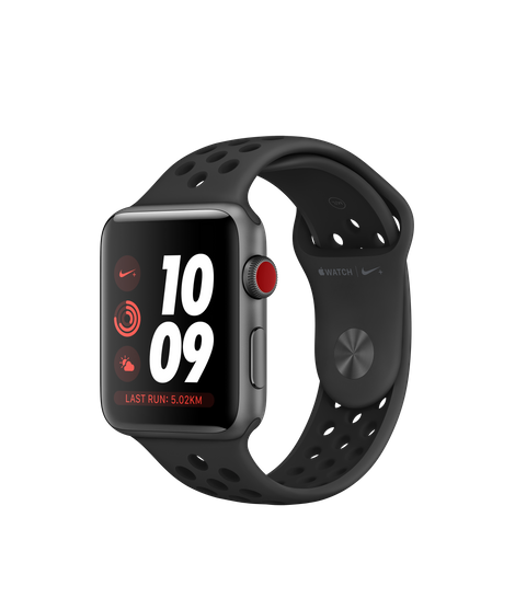 Apple Watch Nike+ Series 3 GPS + 流動網絡，42 毫米太空灰鋁金屬錶殼配上煤黑色配黑色Nike  運動錶帶價錢、規格及用家意見- 香港格價網